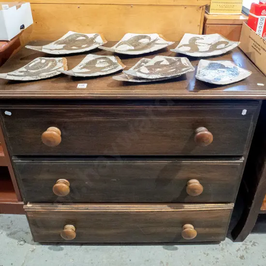 solid wood dark stained 3 drawer lowboy H690 W840 D430