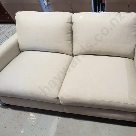 contemporary taupe upholstered 2 seater settee - excellent condition H750 W1670 D890