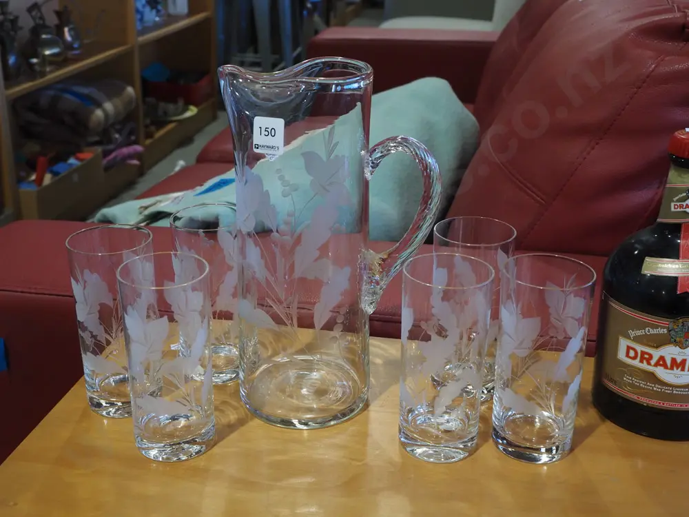 etched glass floral water set - Jug H280 Image 1++