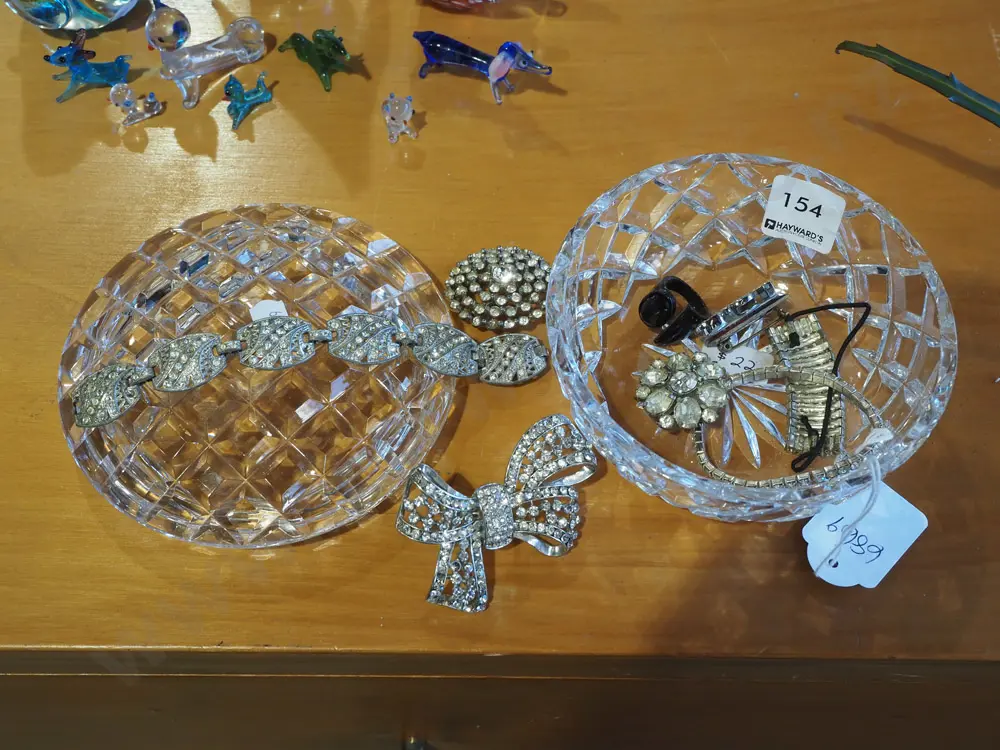 cut crystal trinket bowl and cz costume jewellery Image 1++