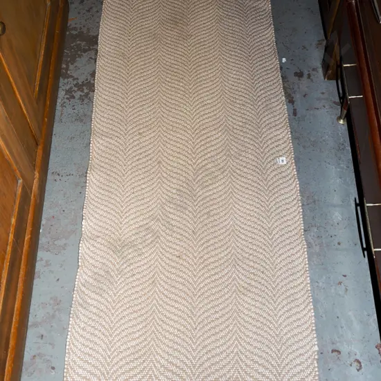 woven cream and taupe floor mat L1700 W620
