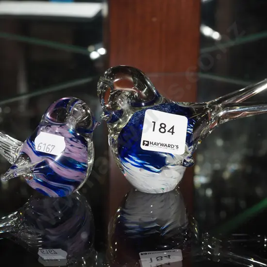 2x studio glass bird figurines H80