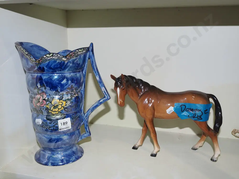 Bradwell jug - chip to base, crack, horse figurine - damage to leg Jug H520 Image 1++