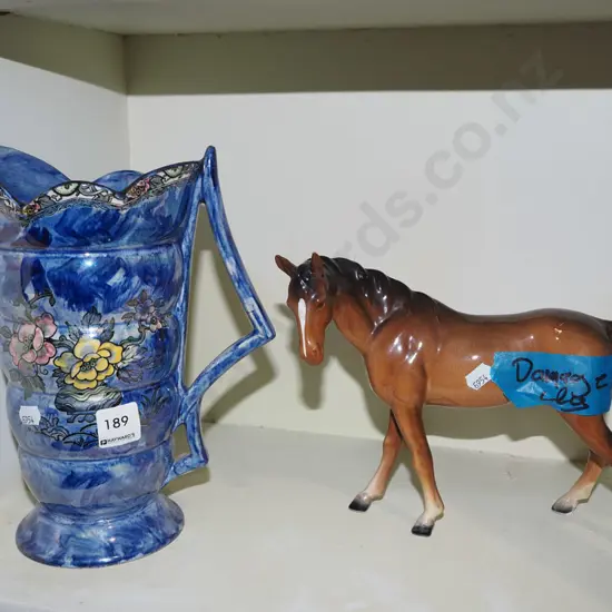 Bradwell jug - chip to base, crack, horse figurine - damage to leg Jug H520