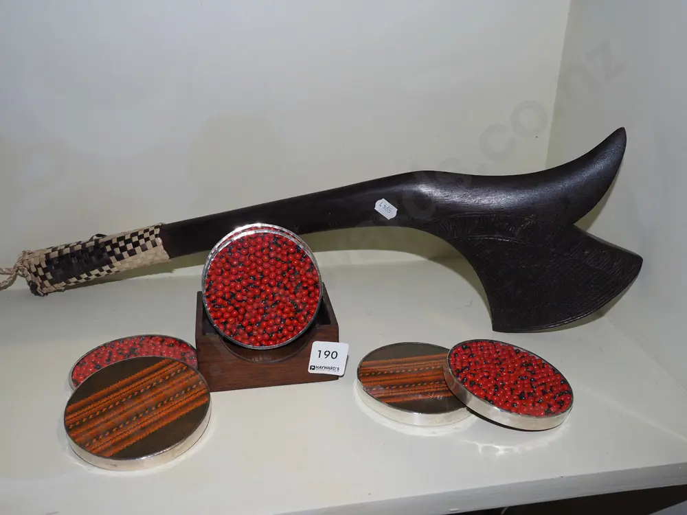 drinks coaster set, Fijiian souvenir club Image 1++