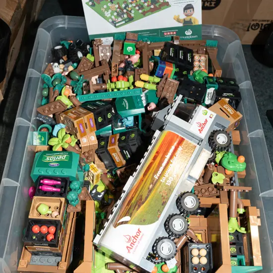 plastic container of Countdown bricks