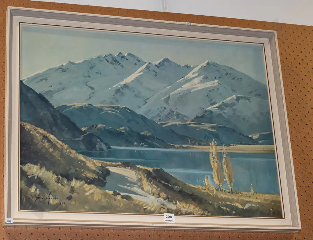 framed Brian Halliday print - lake and mountain scene Image 1++