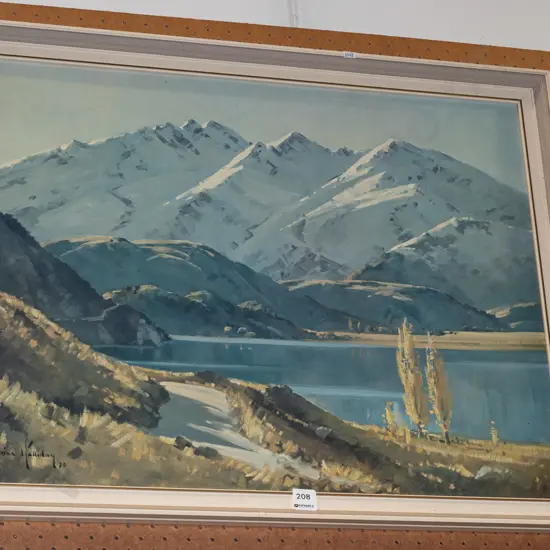 framed Brian Halliday print - lake and mountain scene