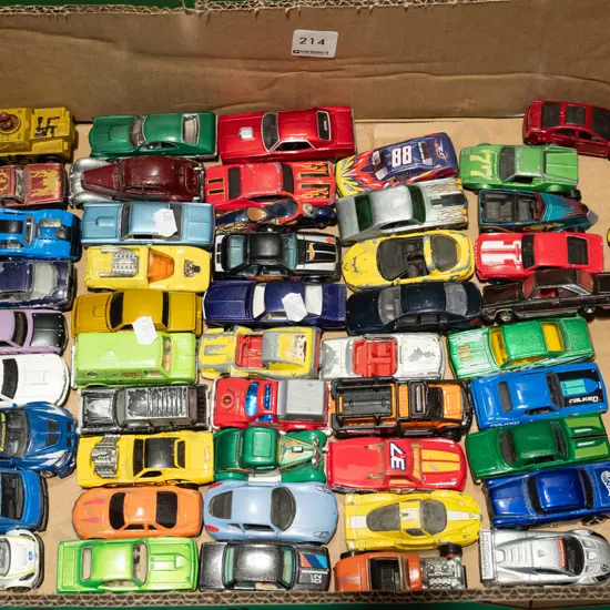 box of toy vehicles