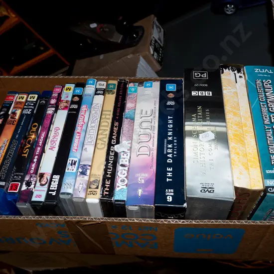box of DVDs