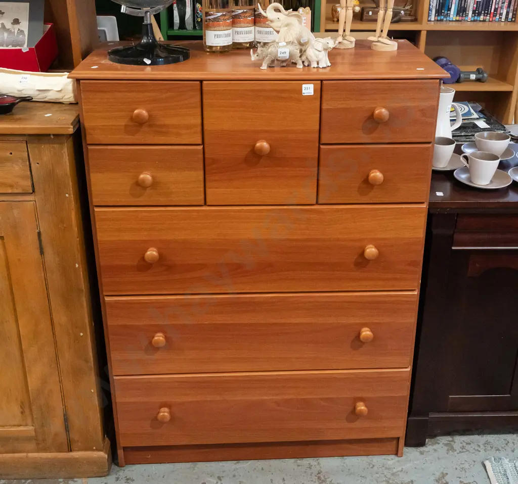mdf faux veneer 8 drawer tall boy H1190 W875 D410 Image 1++