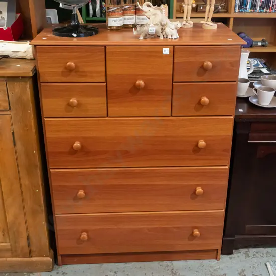 mdf faux veneer 8 drawer tall boy H1190 W875 D410