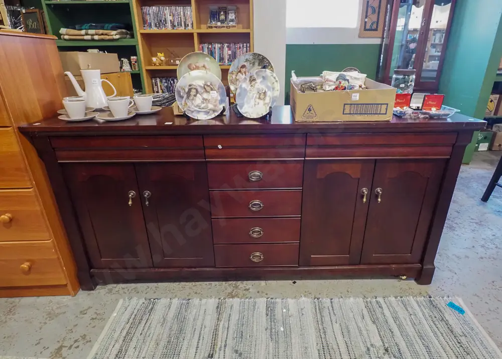 Indonesian hardwood 4 door 7 drawer sideboard H840 W1800 D445 Image 1++