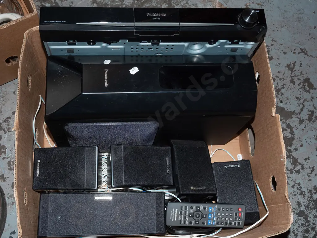box; Panasonic DVD player with surround sound speakers Image 1++