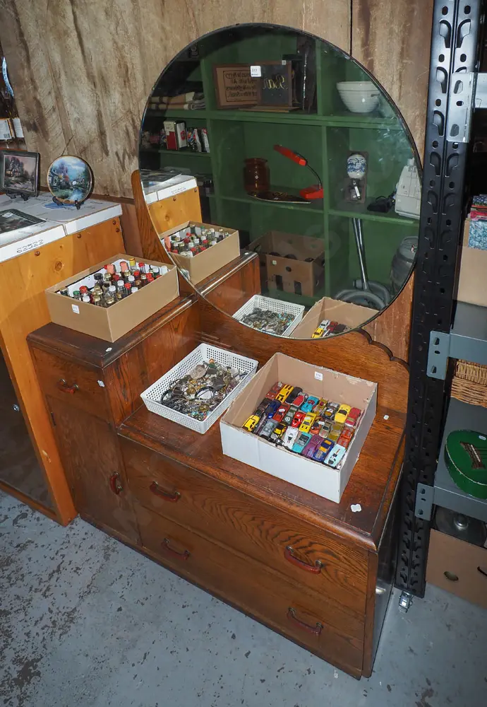oak mirror dresser with 3 drawers H1580 W1180 D440 Image 1++