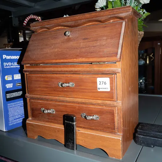 small wooden davenport style jewellery chest H285