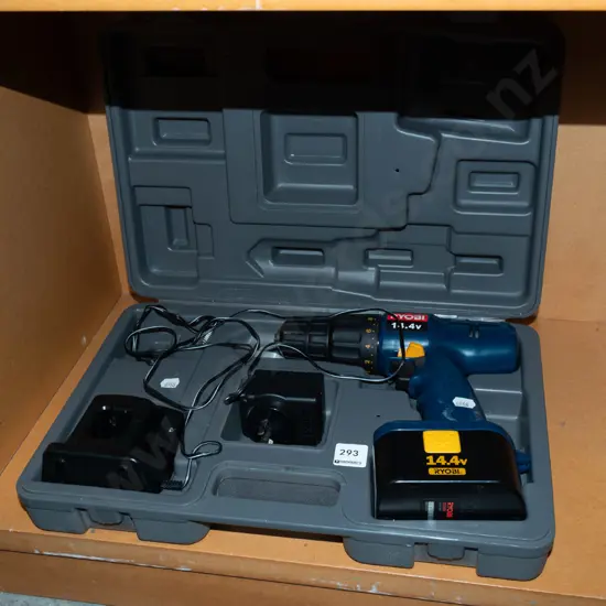 cased Ryobi 14.4V battery drill