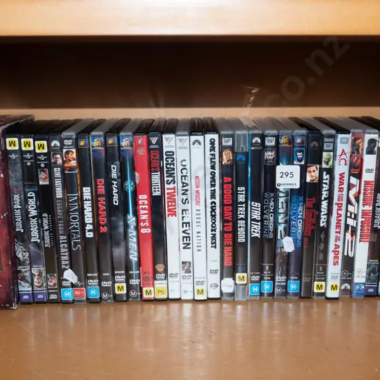 shelf of DVDs