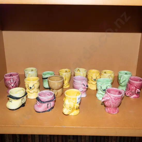 shelf of novelty egg cups