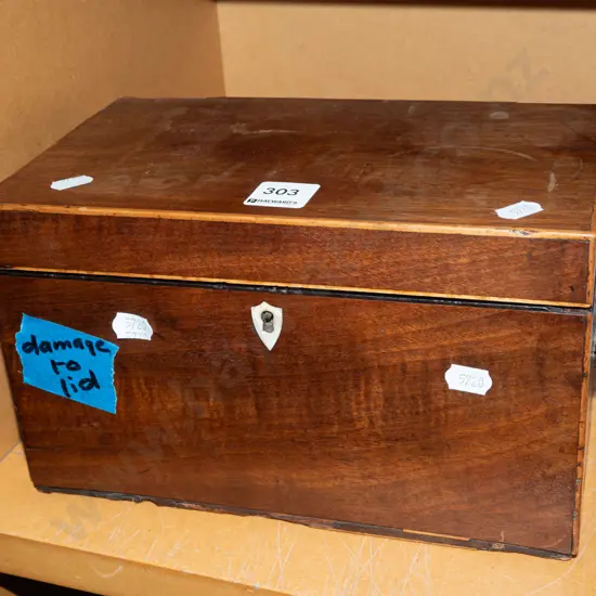 vintage tea caddy - damage to lid, no lock