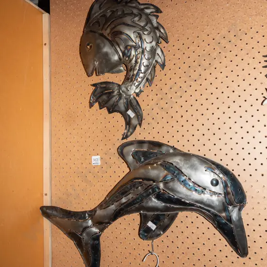 metal wall art - fish and dolphin