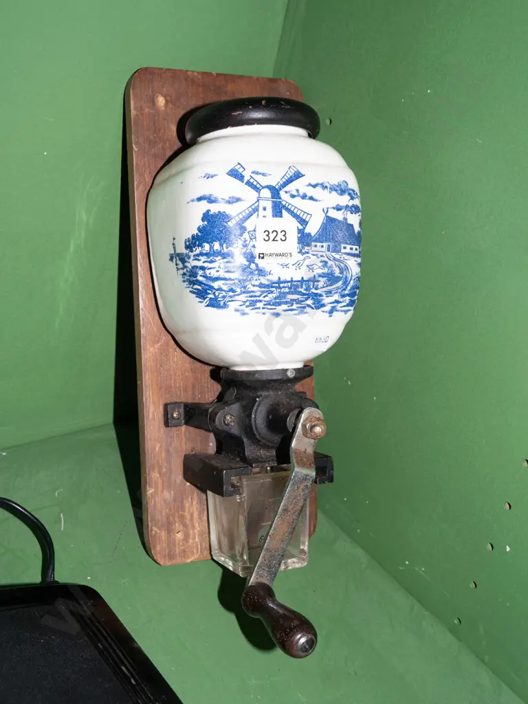 Dutch themed blue and white wall coffee grinder Image 1++