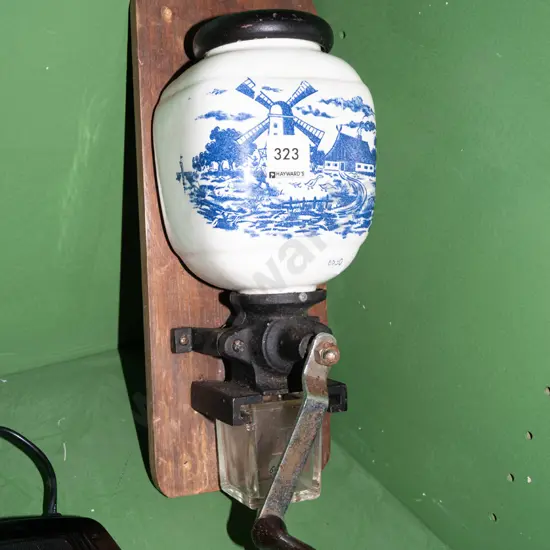 Dutch themed blue and white wall coffee grinder