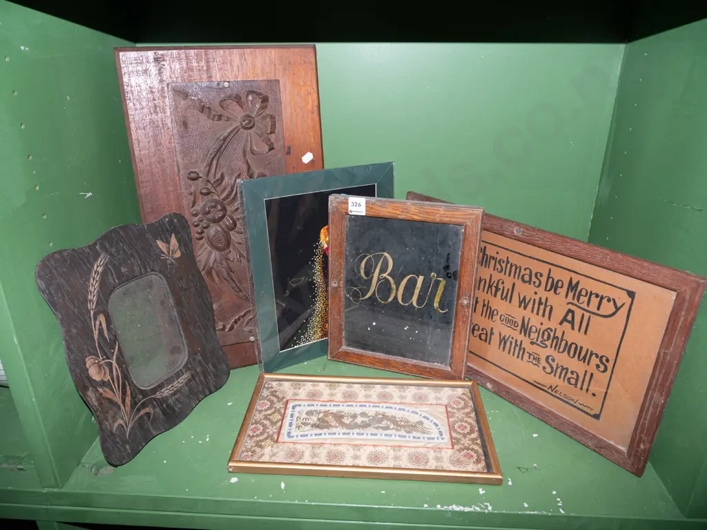 bar sign, Asian needlework, carved wooden panel etc Image 1++