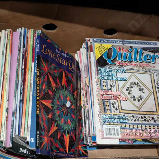 box of quilting magazines