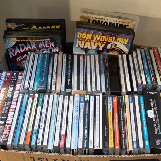 box; CDs, DVDs