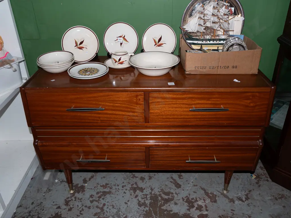 retro mahogany 4 drawer lowboy H620 H104 D330 Image 1++