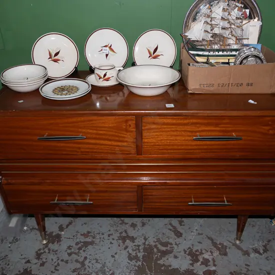 retro mahogany 4 drawer lowboy H620 H104 D330