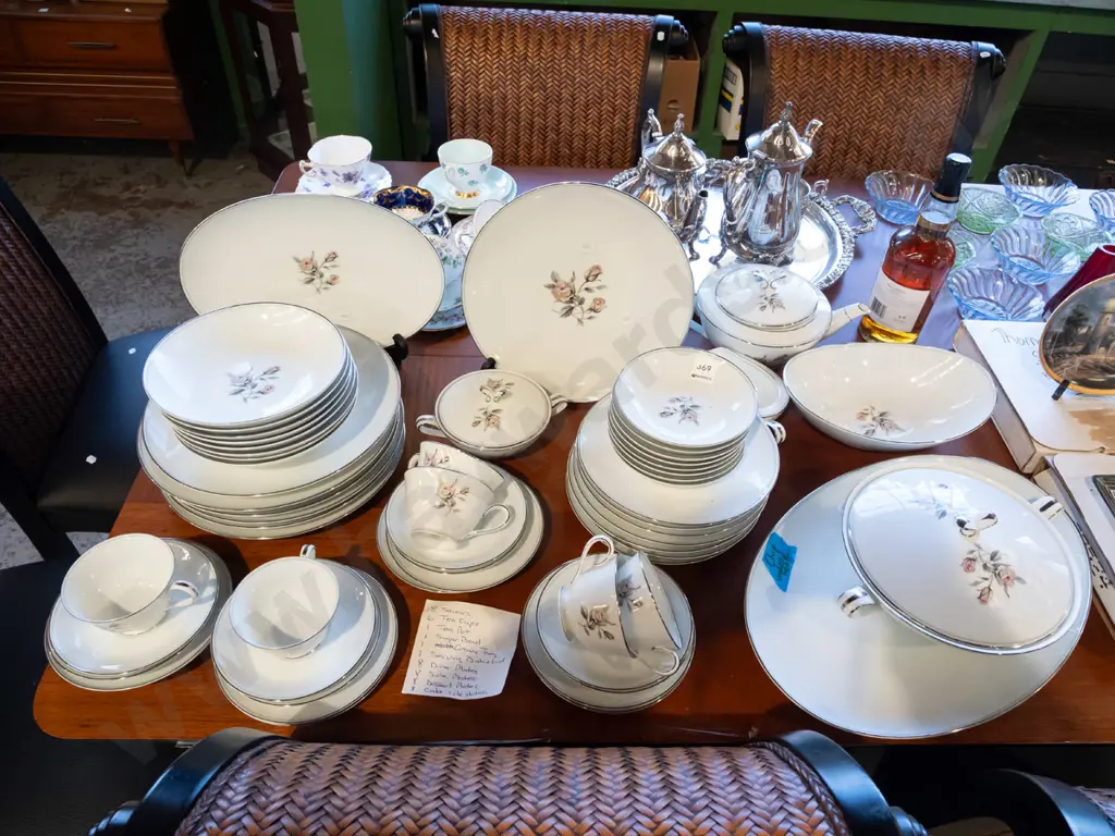 large assortment of Noritake Margot items; plates, lidded veges, cups etc Image 1++
