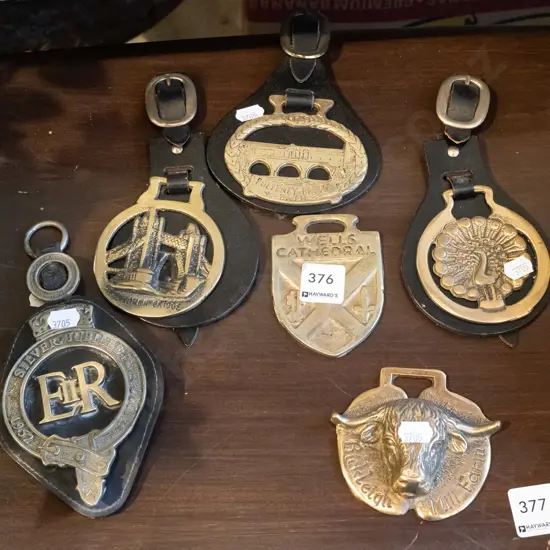 6x horse brasses