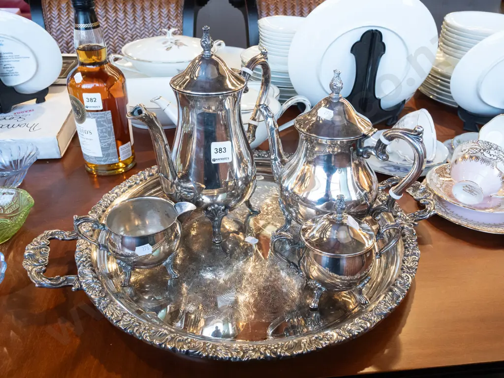 plated tray, teapot, coffee pot etc Image 1++