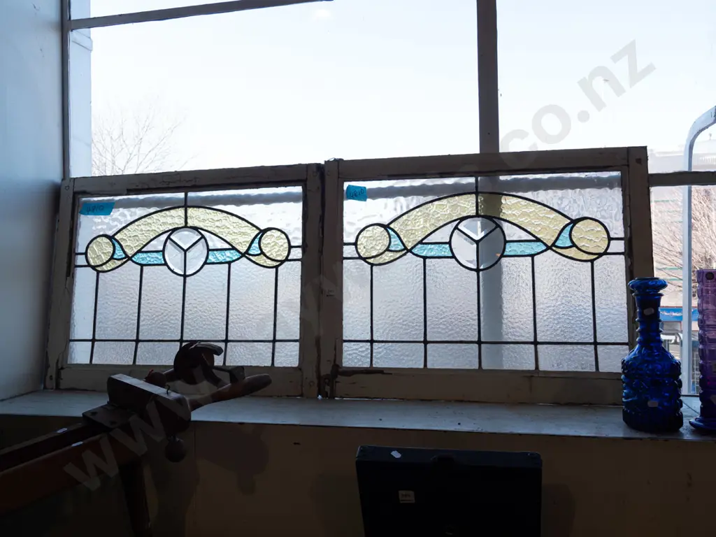 2x leadlight windows - glass is ok but frames need replacing H580 W760 Image 1++