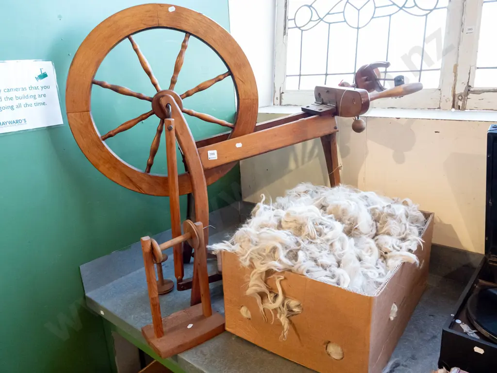 spinning wheel, box of wool Image 1++