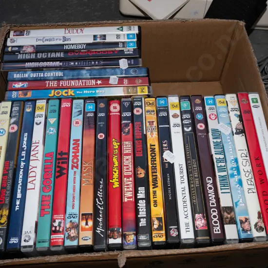 box of DVDs