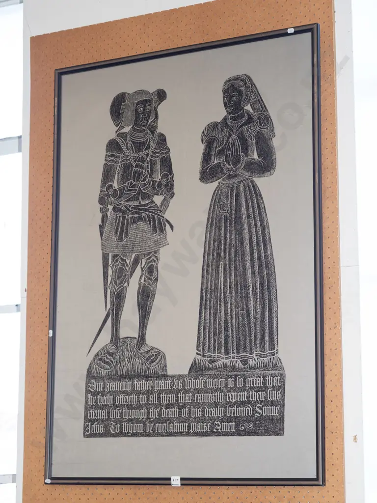 framed decorative rubbing print Image 1++