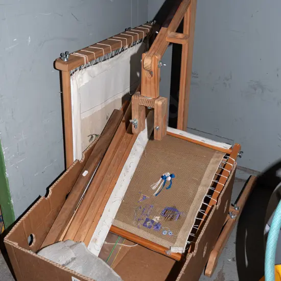 box; tapestry frames and stands