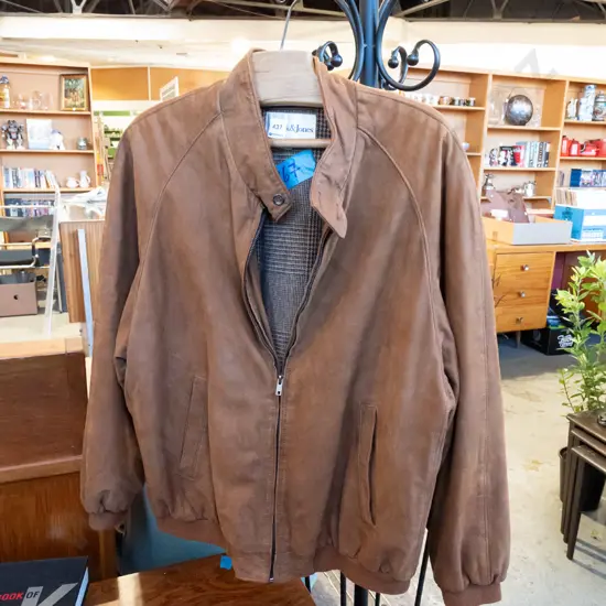 Bullock and Jones brown leather jacket - size Large
