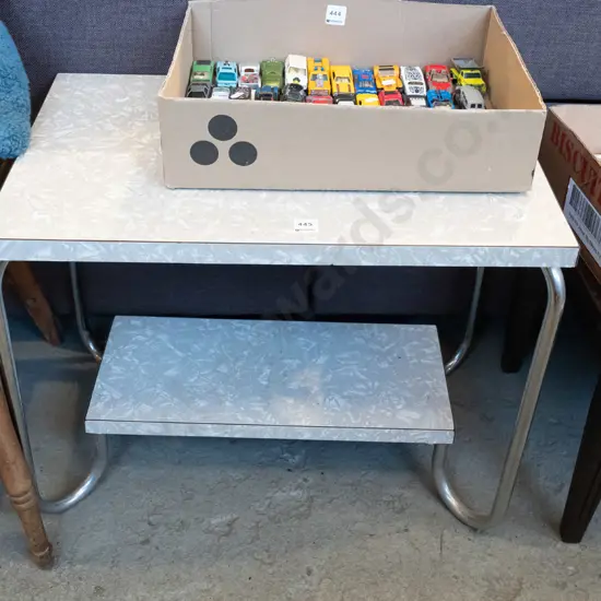 mid century chrome and formica 2 tier end table H485 W600 D395
