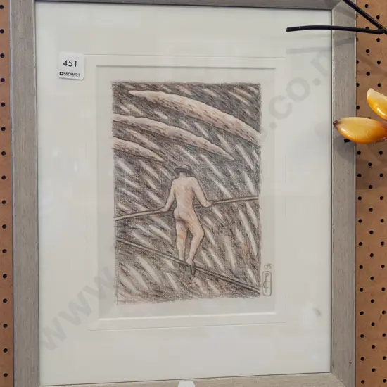 framed pastel - tight rope walking