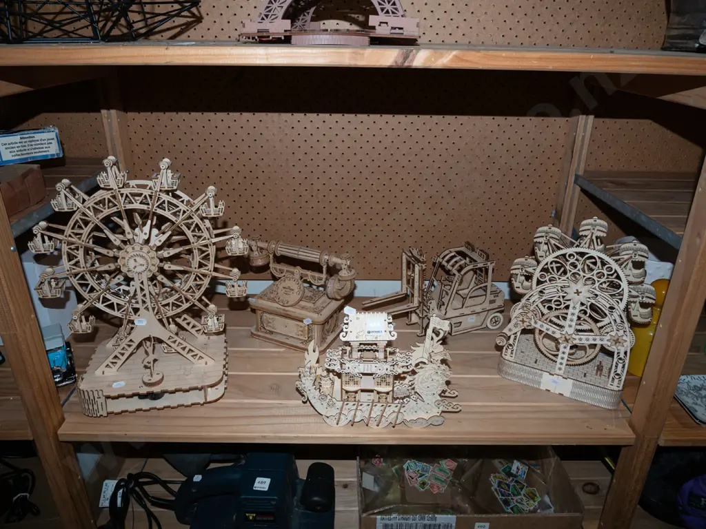 various cutout wooden models; boats, ferris wheels etc Tallest H380 Image 1++