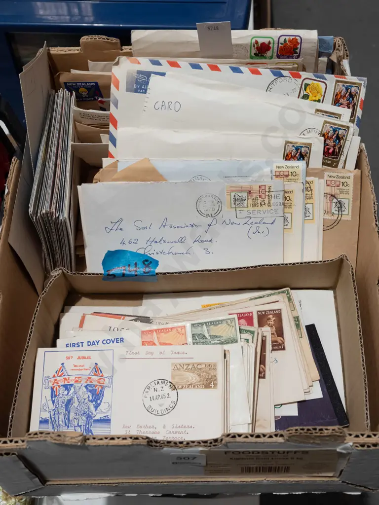 box; first day covers and postcards and envelopes Image 1++
