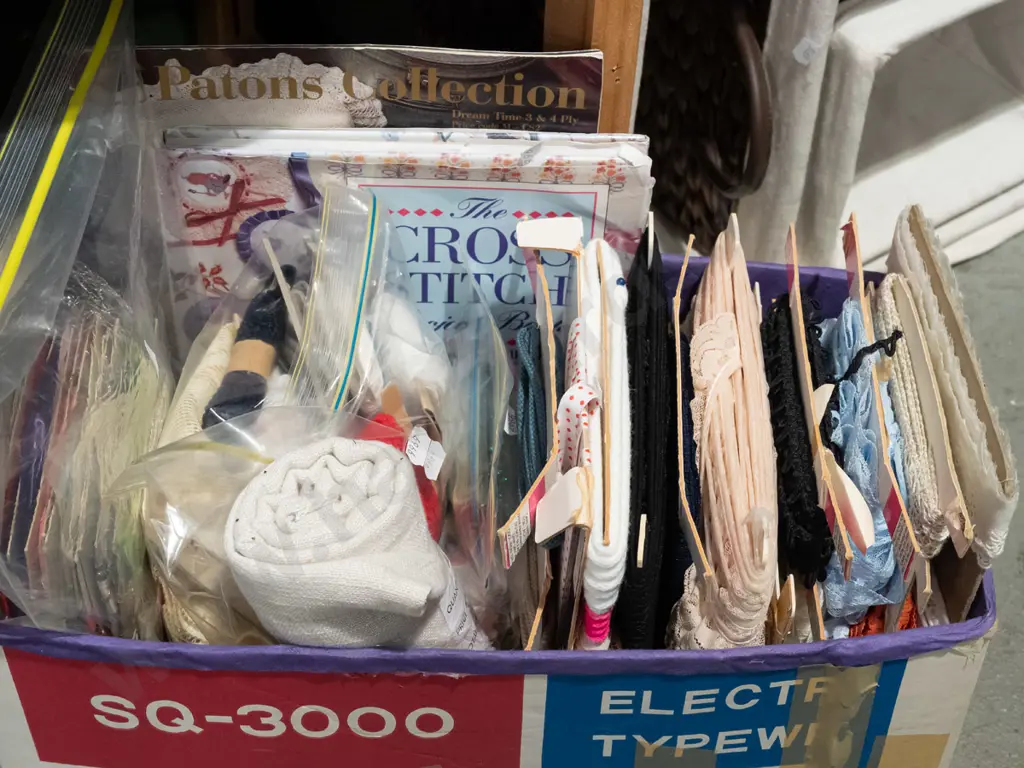 box; brading, lace, cross stitch books etc Image 1++