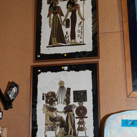 2x framed Egyptian souvenir prints