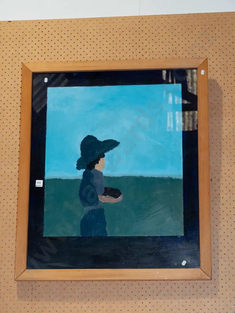 framed Justin Morshuis acrylic - person with blue hat Image 1++