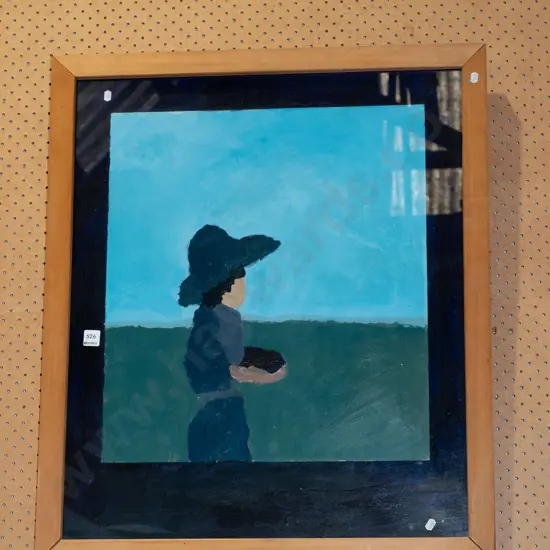 framed Justin Morshuis acrylic - person with blue hat