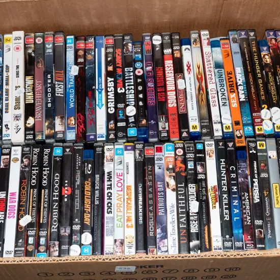 box of DVDs